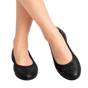 AGL Attilio Giusti Leombruni Leather Ballet Flat EU 40 US 9 Black Made Italy